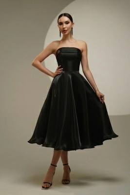 Чёрное платье миди из органзы