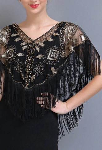 Накидка в стиле гетсби чёрно-золотая Накидка в стиле гетсби чёрно-золотая