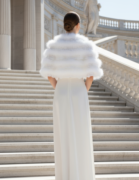 Меховая натуральная накидка из лебяжьего пуха с кружевом