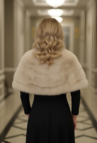 Меховая брендовая платиновая накидка/горжетка из ягнёнка Nigel Preston & Knight