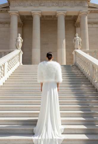 Меховая натуральная шубка из лебяжьего пуха Amour Bridal