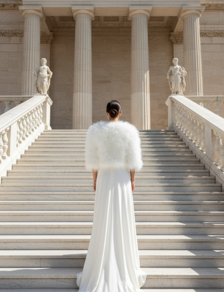 Меховая натуральная шубка из лебяжьего пуха Amour Bridal