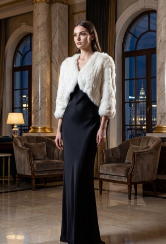 Шуба вязаная из меха кролика 