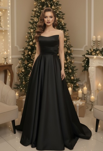 Чёрное вечернее платье в пол