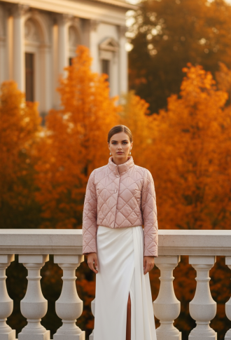 Пудровая курточка, жакет с бусинами