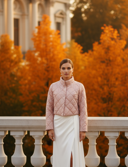 Пудровая курточка, жакет с бусинами