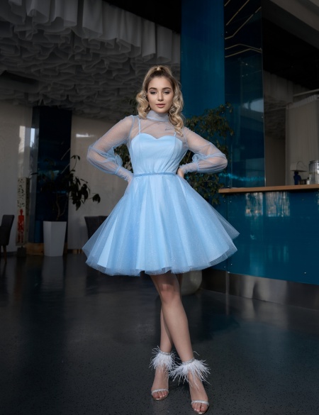 Голубое платье мини трансформер 2 в 1