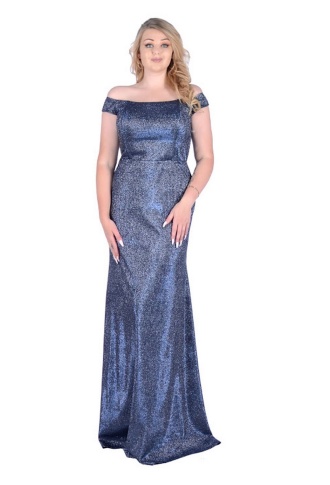 Тёмно-синее блестящее с накладной юбкой