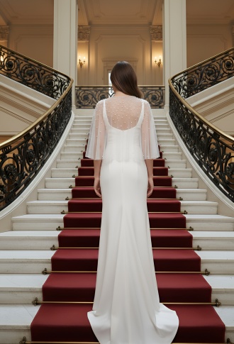 Роскошная большая свадебная белая накидка с бусами