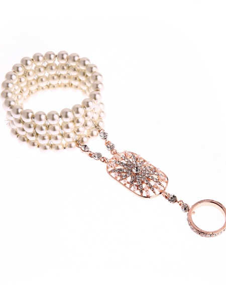 Жемчужные браслеты с кольцом и цветком 300105