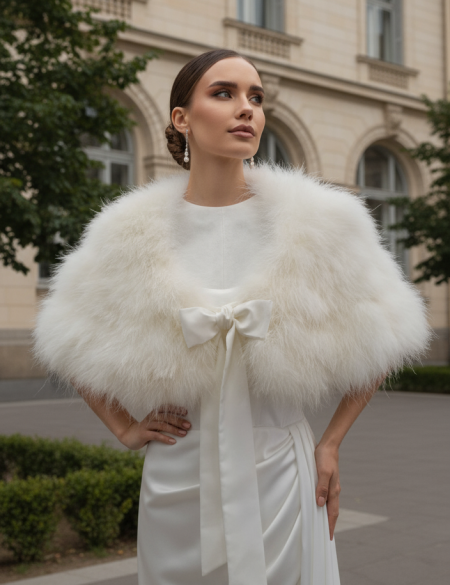Натуральная накидка (болеро) из лебяжьего пуха  для невест