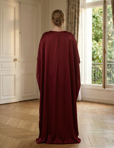 Бордовое платье с кейпом