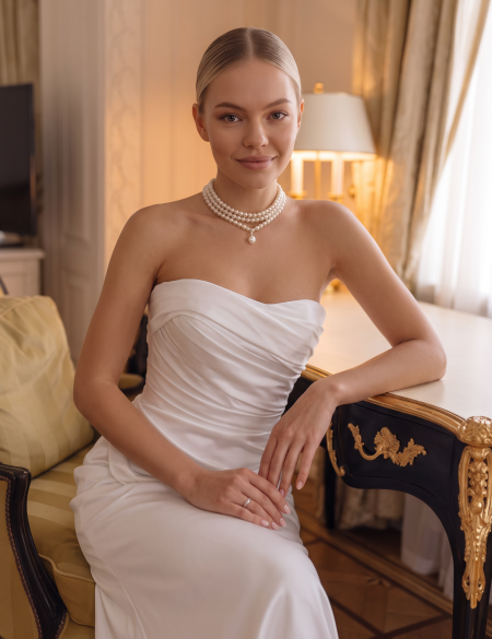 Свадебное атласное платье со шлейфом