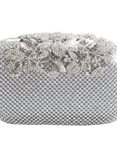 Клатч серебряный из страз с застёжкой 300903