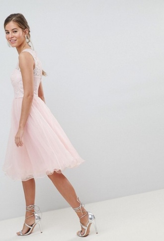 Розовое платье с кружевным верхом, юбка из органы