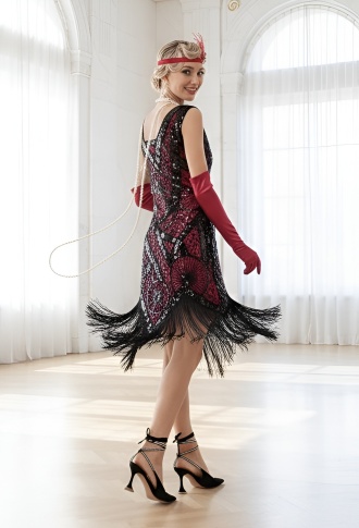 Красное платье в стиле Гэтсби без рукавов