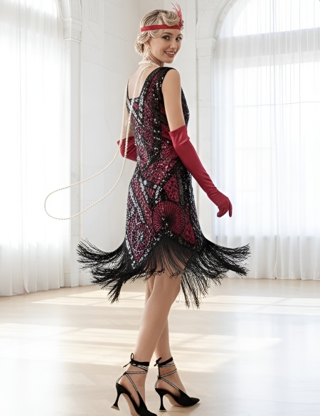 Красное платье в стиле Гэтсби без рукавов