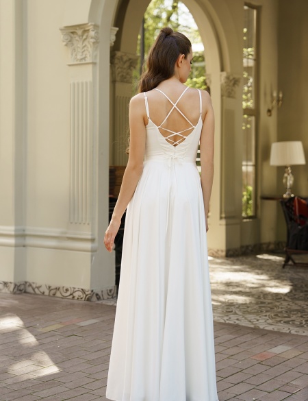 Белое шифоновое платье на лямках