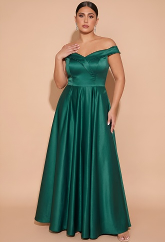 Изумрудное атласное платье с разрезом на ноге корсет на шнуровке