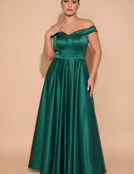 Изумрудное атласное платье с разрезом на ноге корсет на шнуровке