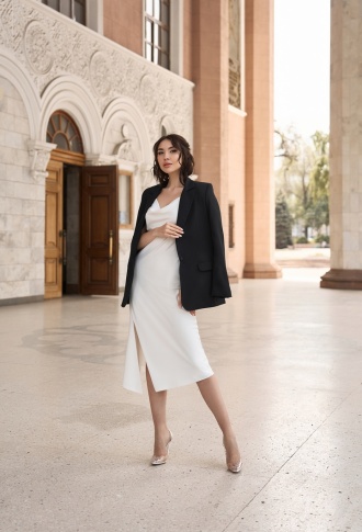 Белое платье комбинация