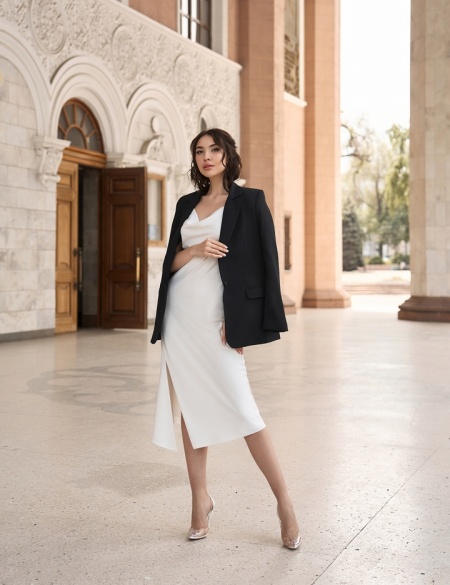 Белое платье комбинация