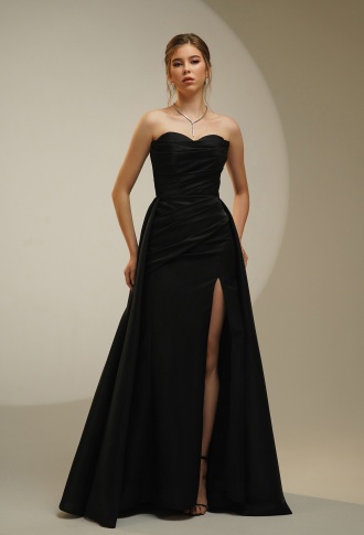 Чёрное атласное платье трансформер