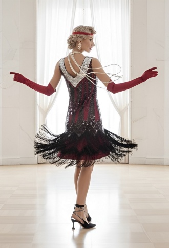 Красное платье миди в стиле Гэтсби