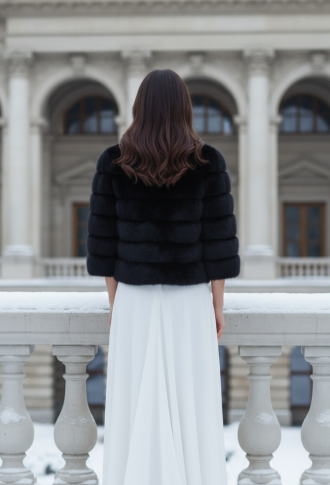 Короткая чёрная норковая шубка