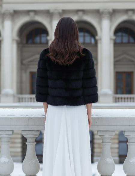 Короткая чёрная норковая шубка