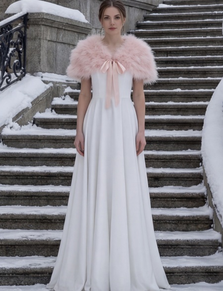 Лебяжья накидка пудровая