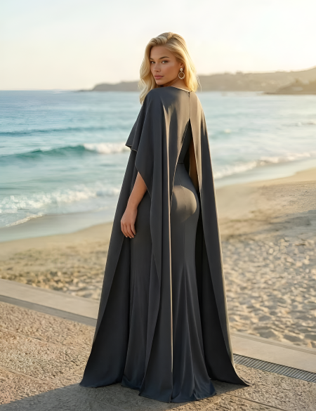 Графитовое платье с кейпом