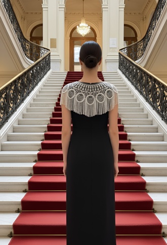 Шикарная прозрачная накидка из бисера с бахромой