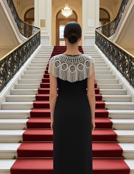 Шикарная прозрачная накидка из бисера с бахромой