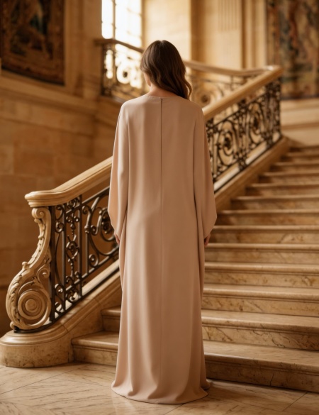 Бежевое платье с кейпом