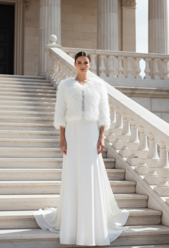 Меховая натуральная шубка из лебяжьего пуха Amour Bridal