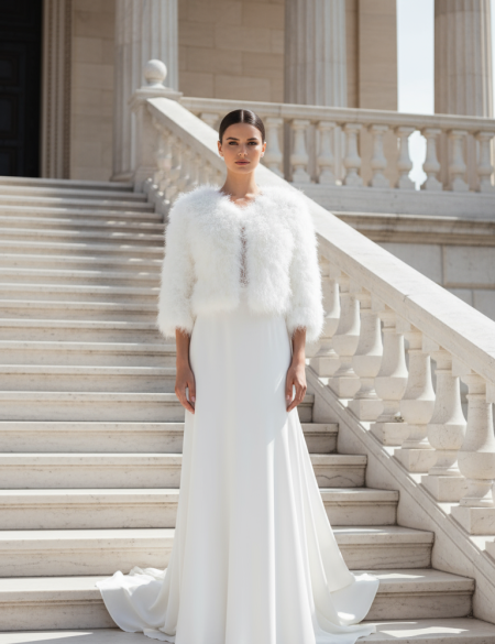 Меховая натуральная шубка из лебяжьего пуха Amour Bridal