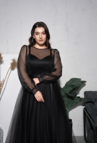 Чёрное платье миди трансформер 2 в 1