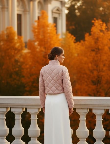 Пудровая курточка, жакет с бусинами