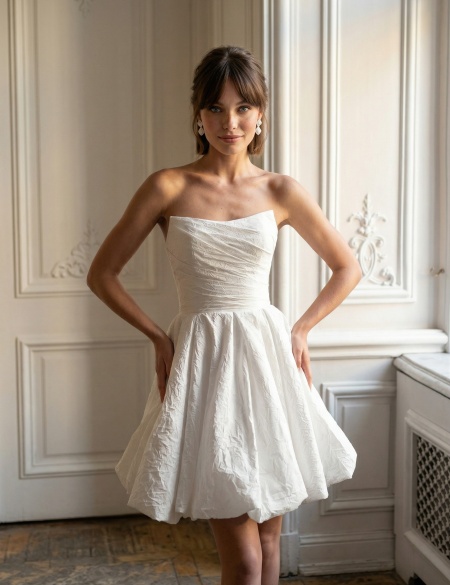 Белое платье мини из тафты