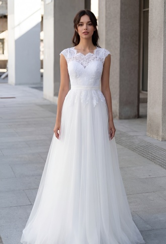 Свадебное платье с кружевным верхом Циара
