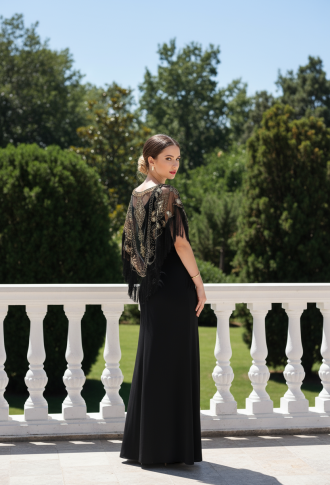 Накидка в стиле гетсби чёрно-золотая