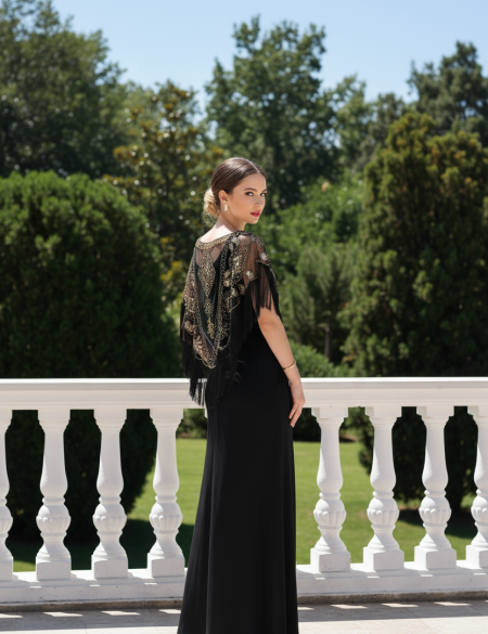 Накидка в стиле гетсби чёрно-золотая