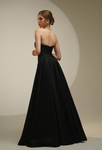 Чёрное атласное платье трансформер