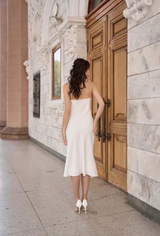 Белое платье комбинация