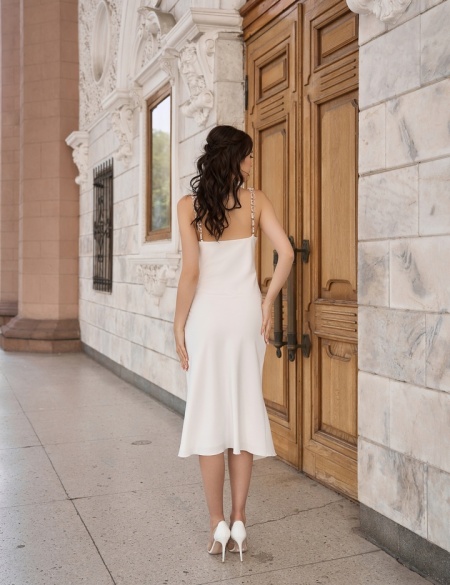 Белое платье комбинация