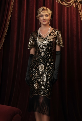 Чёрно-золотое платье в стиле Гэтсби