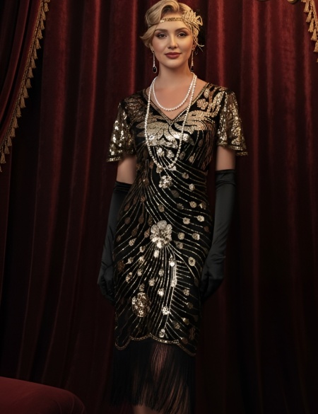 Чёрно-золотое платье в стиле Гэтсби