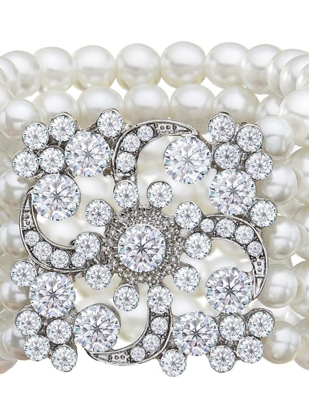 Жемчужные браслеты с кольцом и цветком 300104