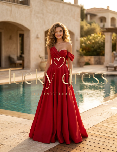 Красное платье в пол на одно плечо